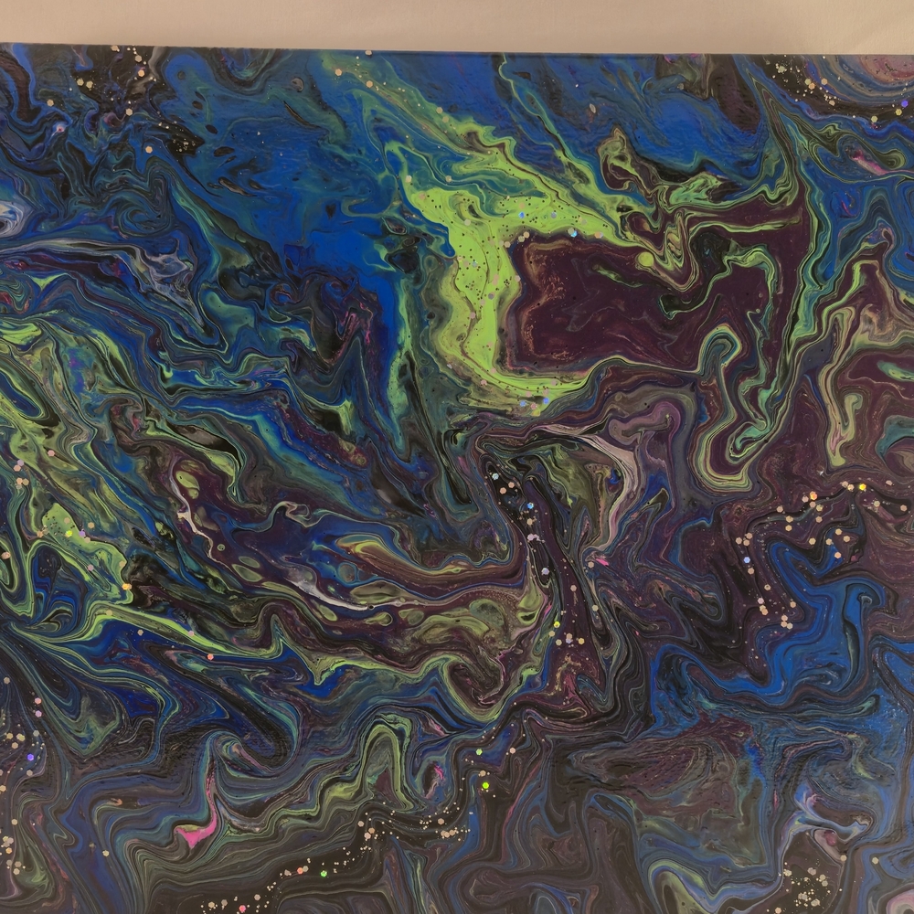 Vibrant Blue and Green Abstract Canvas Art